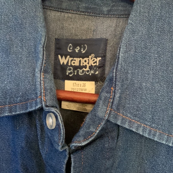 Wrangler Western denim cowboy shirt XL XXL 17.5-36 - Picture 2 of 6